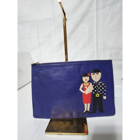 Dolce & Gabbana Lapis Leather Zip Clutch Blue - Picture 1 of 11